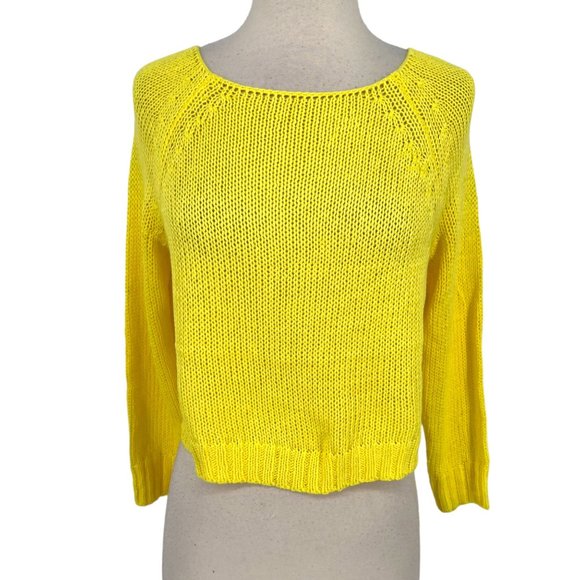 Ekklesia Wide Neck Cropped Sweater Yellow Size S/M NWT - Picture 1 of 8